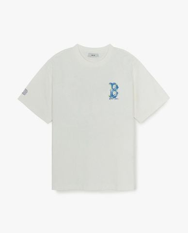  MLB - Áo thun unisex cổ tròn tay ngắn phối logo 