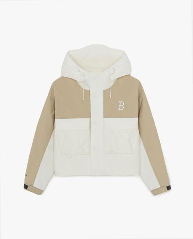  MLB - Áo khoác gió nữ phối mũ Gorpcore 