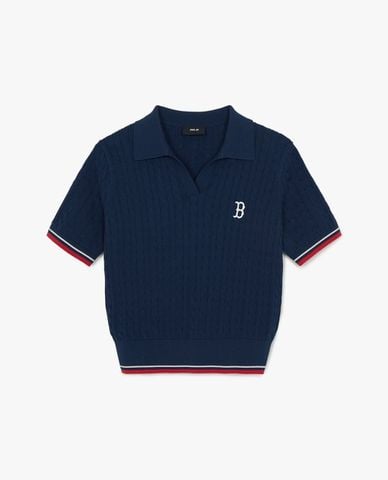  MLB - Áo polo nữ dệt kim tay ngắn Varsity 