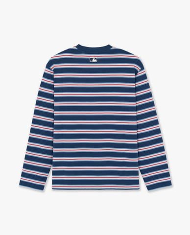  MLB - Áo thun unisex cổ tròn tay dài Stripe 