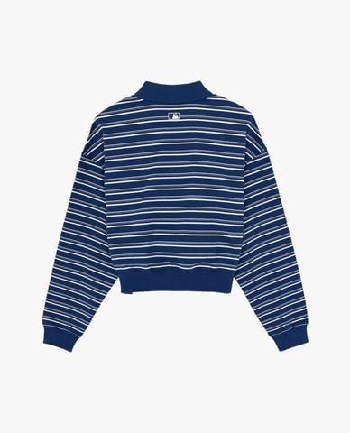  MLB - Áo polo nữ tay dài phối sọc Varsity 