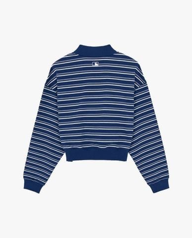  MLB - Áo polo nữ tay dài phối sọc Varsity 