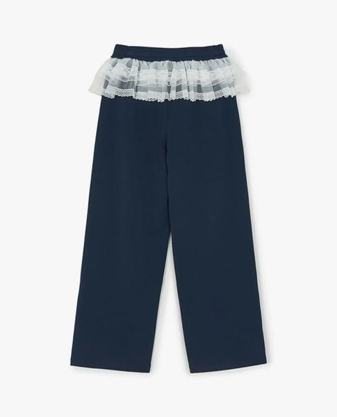  MLB - Quần nữ ống rộng lưng thun phối ren Basic 