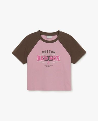  MLB - Áo croptop nữ cổ tròn tay ngắn Classic Varsity 