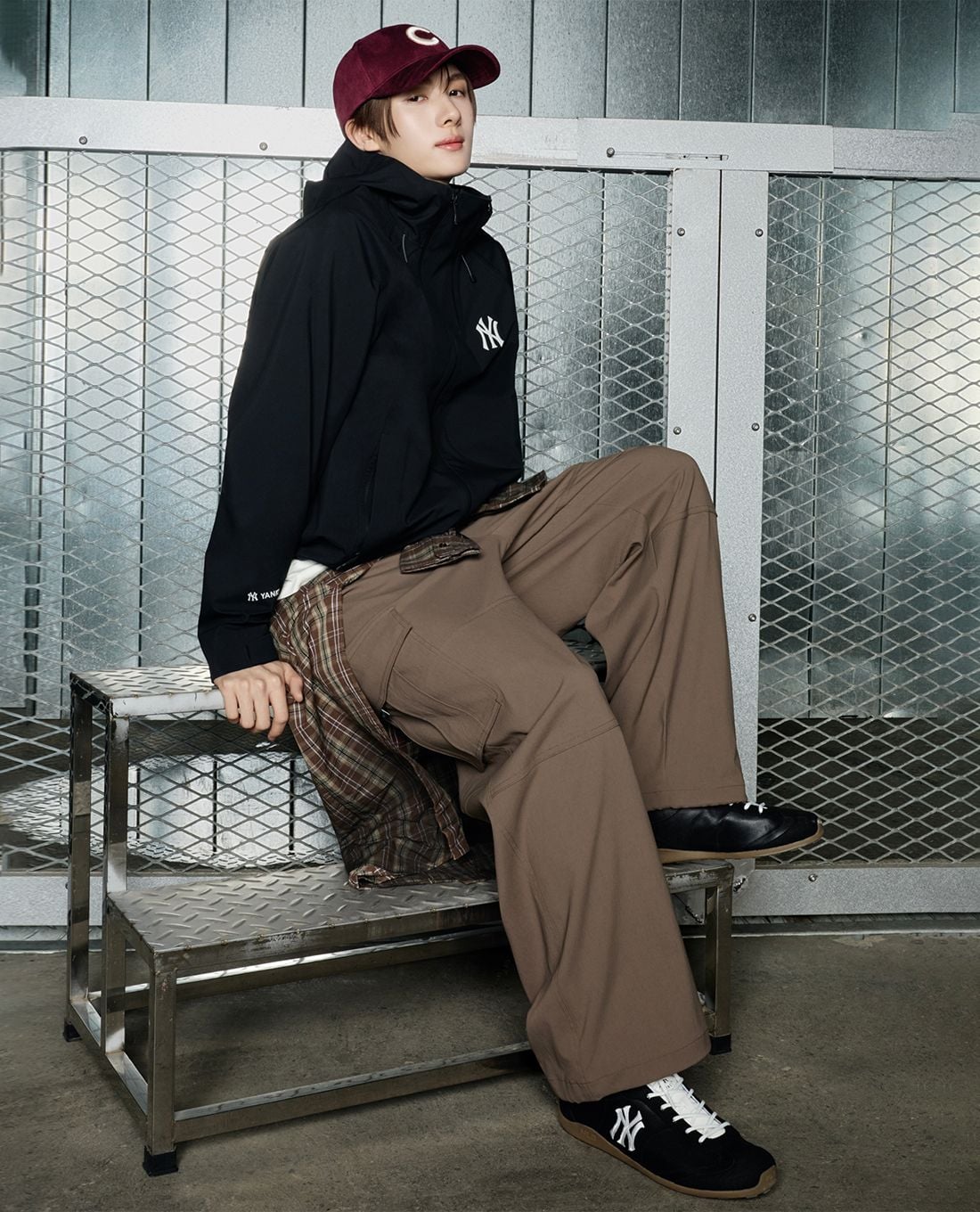 MLB - Quần dài unisex ống rộng Cotton Touch Diagonal