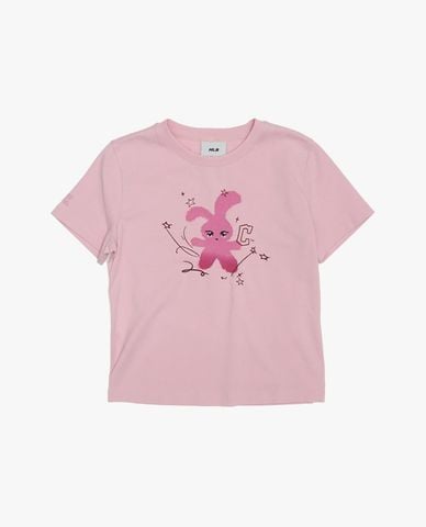 MLB - Áo croptop nữ cổ tròn tay ngắn in họa tiết 
