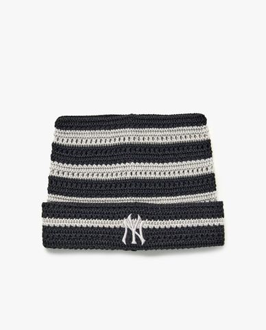  MLB - Nón len unisex tai mèo kẻ sọc Summer 