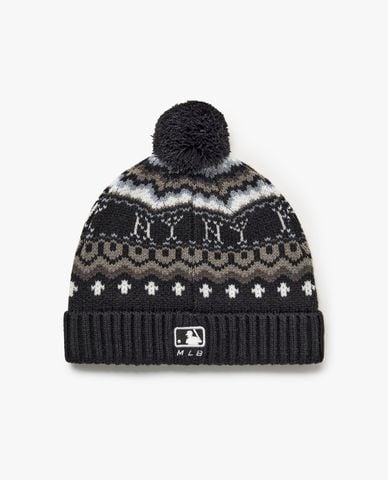  MLB - Nón len unisex họa tiết Nordic Pattern Pompom 