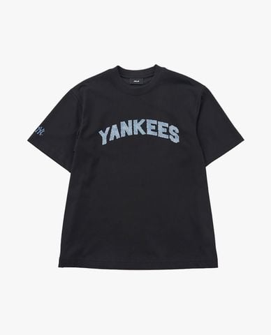  MLB - Áo thun unisex Denim Like Lettering Monogram 