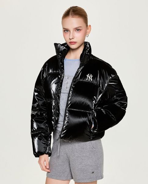  MLB - Áo khoác phao nữ cổ trụ tay dài Glossy 