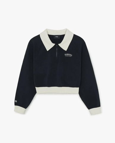  MLB - Áo sweatshirt nữ cổ bẻ tay dài Varsity Sportive 
