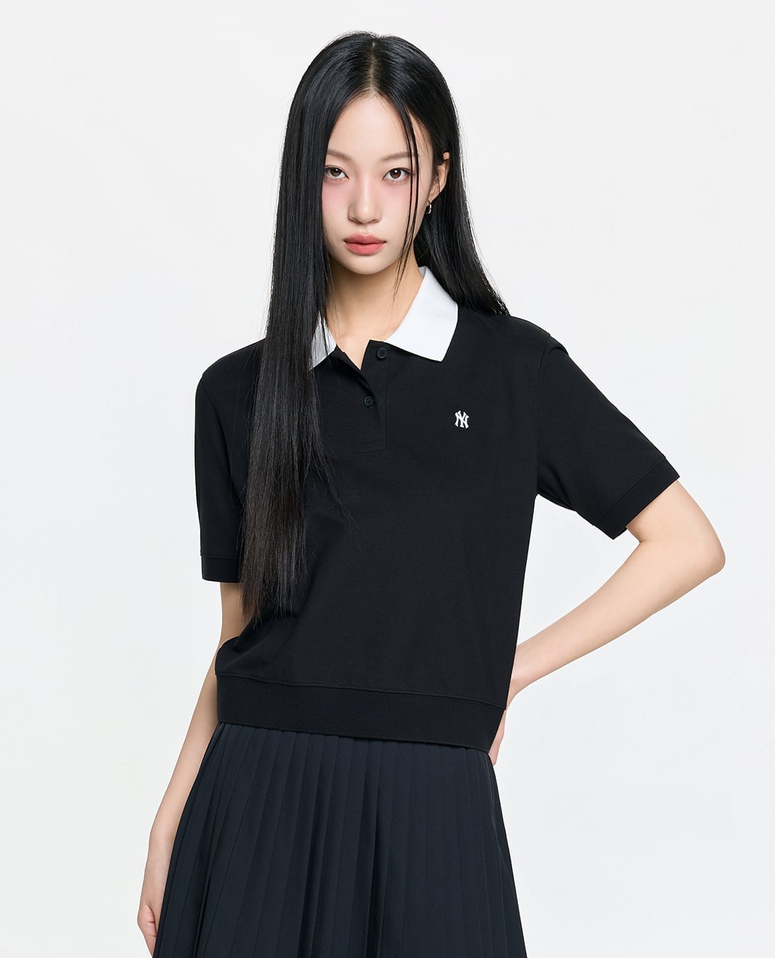 MLB - Áo polo nữ cổ bẻ tay ngắn Basic