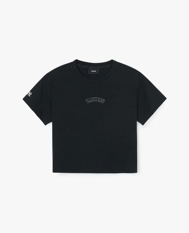  MLB - Áo croptop nữ cổ tròn tay ngắn Basic 