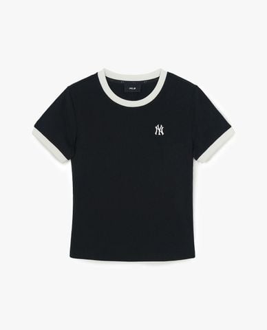  MLB - Áo thun nữ cổ tròn tay ngắn Basic Small Logo Ringer 
