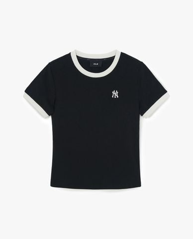  MLB - Áo thun nữ cổ tròn tay ngắn Basic Small Logo Ringer 