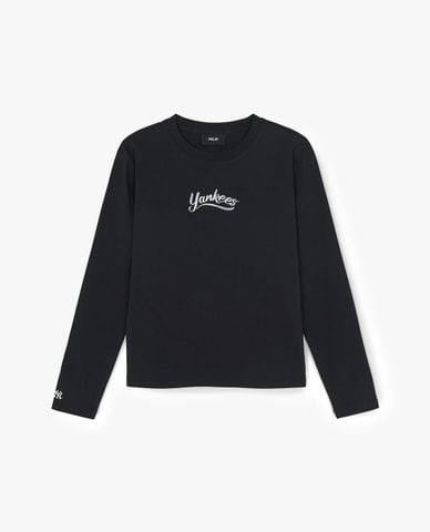  MLB - Áo thun nữ cổ tròn tay dài Vintage 