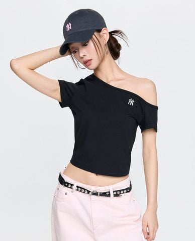  MLB - Áo trễ vai nữ tay ngắn phom croptop Basic 