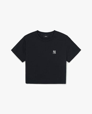  MLB - Áo croptop nữ cổ tròn tay ngắn Basic 
