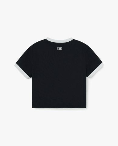  MLB - Áo croptop nữ cổ tròn tay ngắn Ringer Slim 