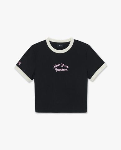  MLB - Áo croptop nữ tay ngắn Sportive Lettering 