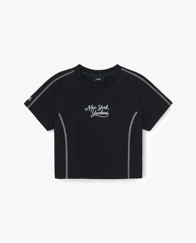  MLB - Áo croptop nữ cổ tròn tay ngắn Sportive Track 