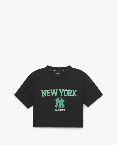  MLB - Áo croptop nữ cổ tròn tay ngắn Varsity 