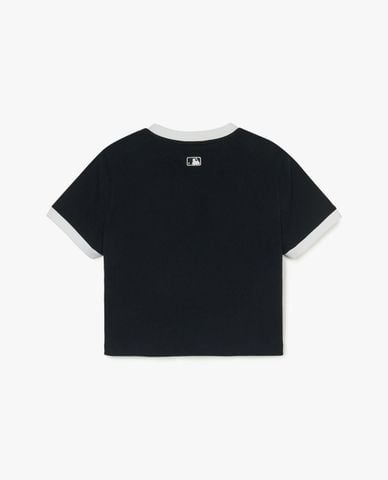  MLB - Áo croptop nữ cổ tròn tay ngắn Varsity Ringer 