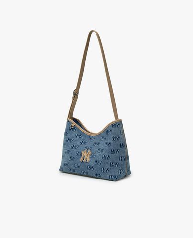  MLB - Túi đeo vai nữ hình thang Classic Monogram Denim 