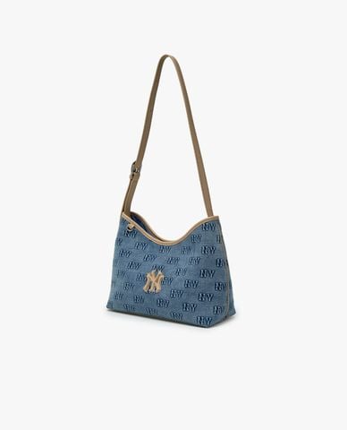  MLB - Túi đeo vai nữ hình thang Classic Monogram Denim 