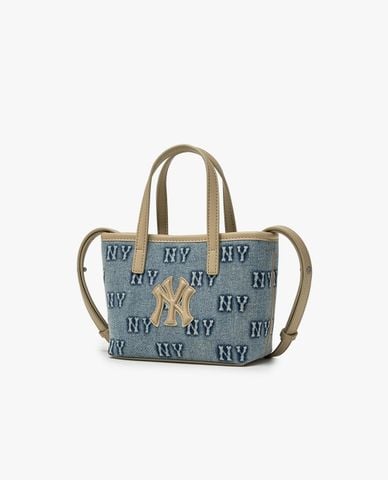  MLB - Túi đeo chéo nữ Classic Monogram Denim Embossed Mini 