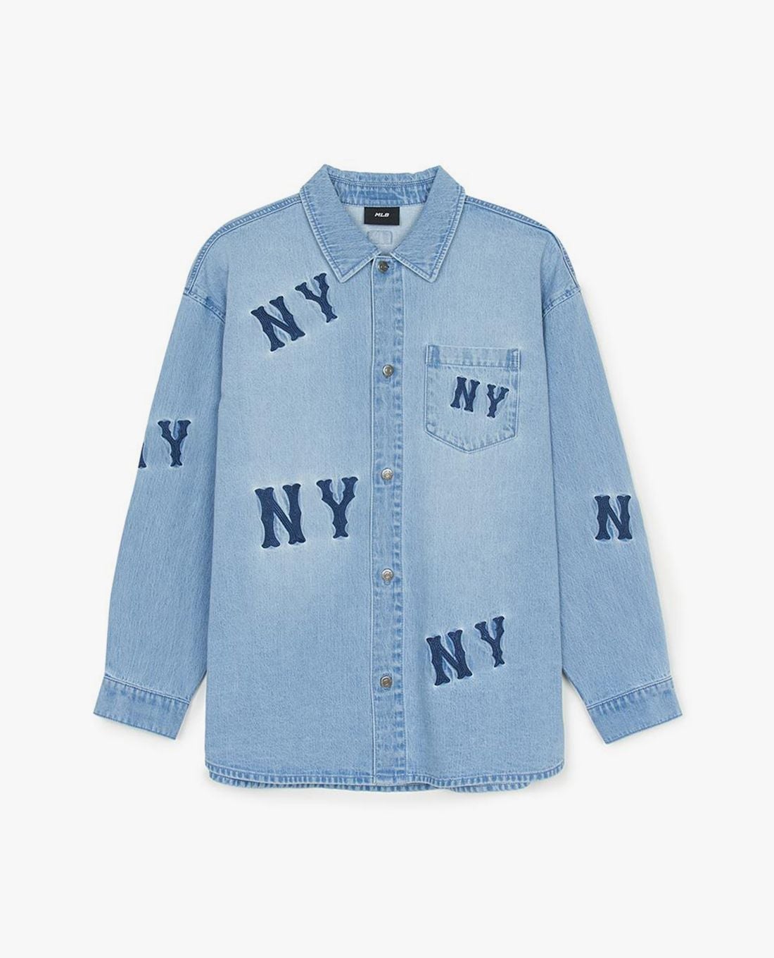 MLB - Áo sơ mi denim unisex cổ bẻ tay dài Megagram