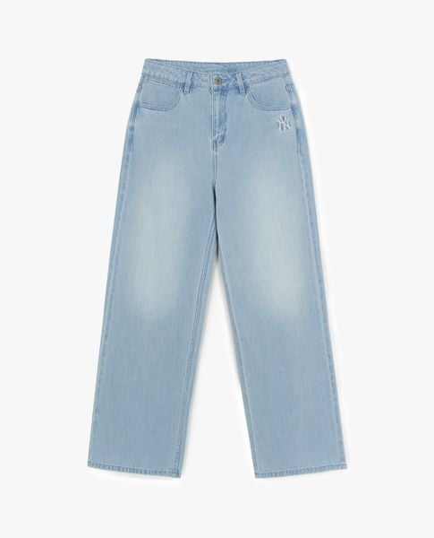  MLB - Quần jeans nữ ống rộng Basic Small Logo 