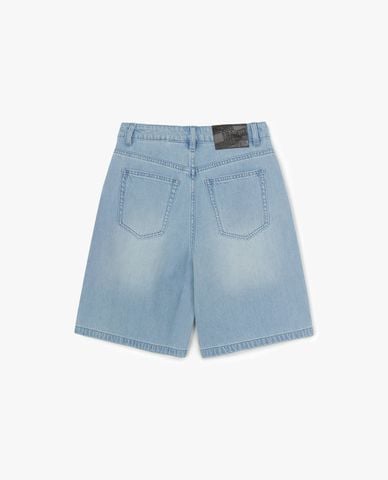  MLB - Quần short jeans nữ ống rộng Basic Small Logo 