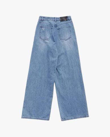  MLB - Quần jeans nữ ống rộng phối họa tiết 