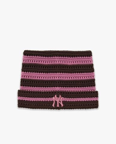  MLB - Nón len unisex tai mèo kẻ sọc Summer 