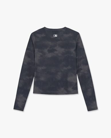  MLB - Áo thun nữ cổ tròn tay dài Monogram Pattern 