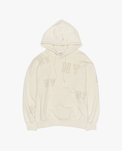  MLB - Áo hoodie unisex tay dài phối mũ in logo 