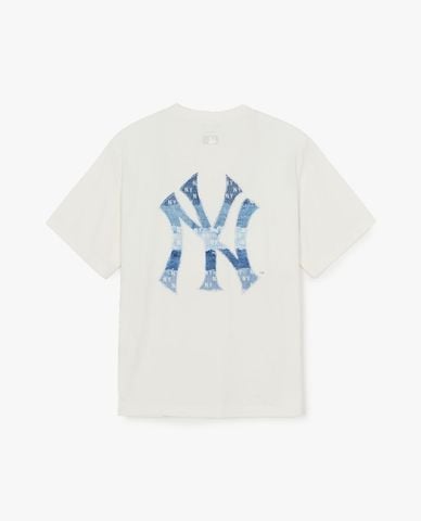  MLB - Áo thun unisex tay ngắn Vintage Denimlike Monogram Big Lux 