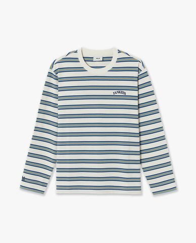  MLB - Áo thun unisex cổ tròn tay dài Stripe 