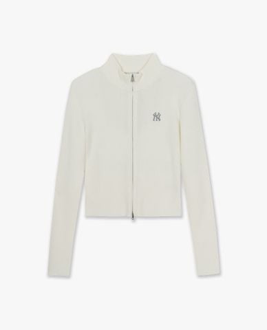  MLB - Áo khoác dệt kim nữ khóa zip Basic 