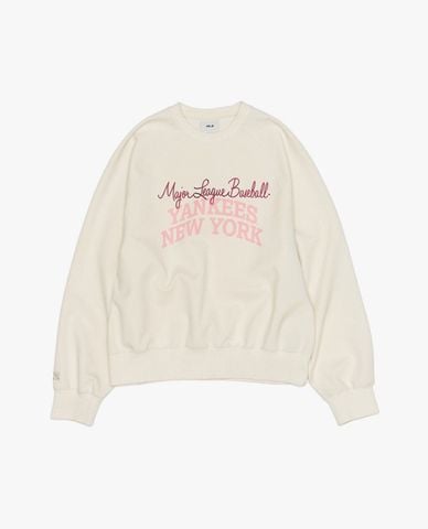  MLB - Áo sweatshirt unisex cổ tròn tay dài in chữ 