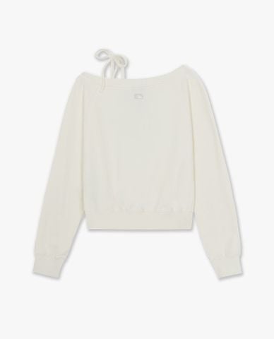  MLB - Áo sweatshirt nữ lệch vai phối dây Varsity Sporty 