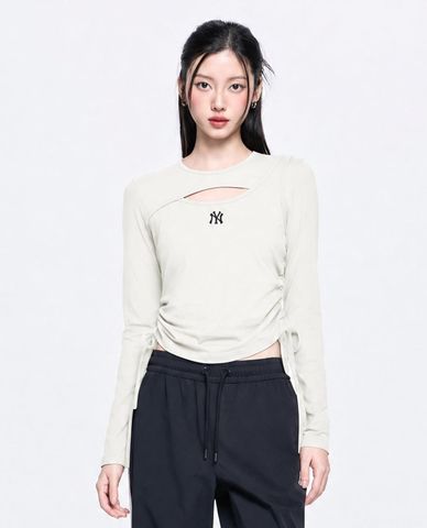  MLB - Áo kiểu nữ tay dài rút dây Basic Cutout 