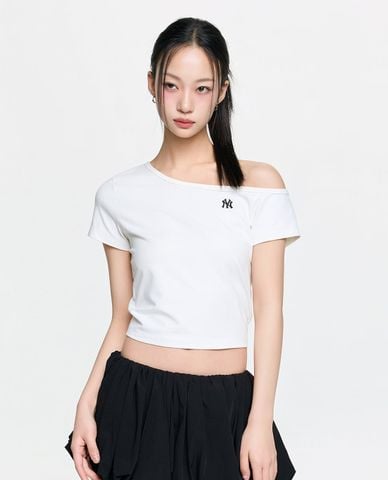  MLB - Áo trễ vai nữ tay ngắn phom croptop Basic 