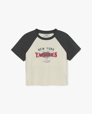  MLB - Áo croptop nữ cổ tròn tay ngắn Classic Varsity 