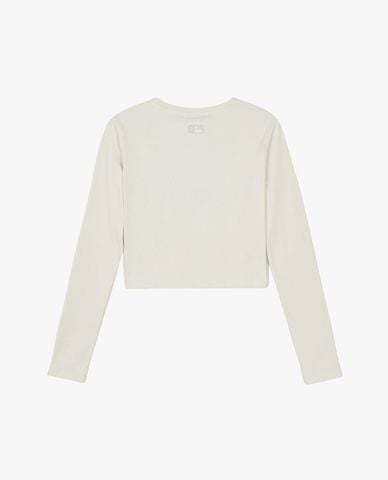  MLB - Áo croptop nữ cổ tròn tay dài Varsity 