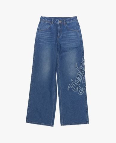  MLB - Quần jeans nữ ống rộng thời thượng 