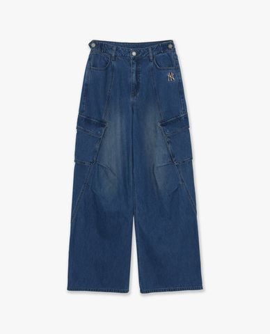  MLB - Quần jeans nữ ống rộng Varsity Vintage 