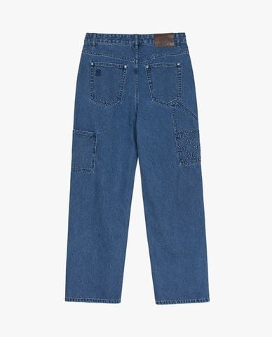  MLB - Quần jeans nam ống rộng Diagram Monogram Embossed 