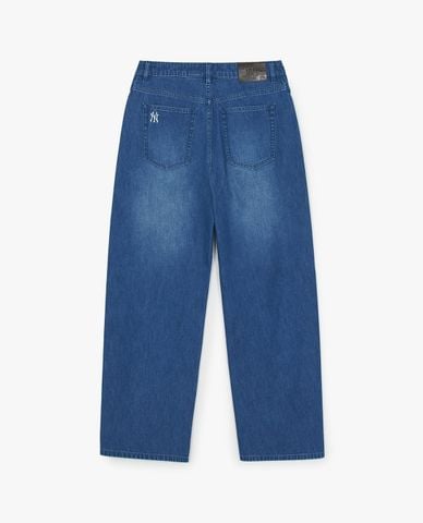  MLB - Quần jeans nam ống rộng Varsity Lettering 